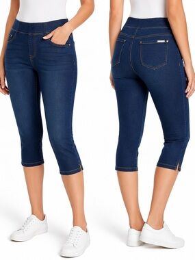 Nygård Luxe Denim Pull-On Capri Jeans Petite L 14-16 360° 4-Way Stretch NWOT